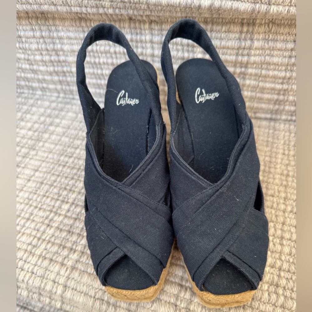 Navy Women's Espadrille Wedge Shoes
